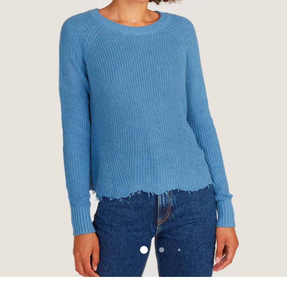 Autumn Cahmere distressed scallop shaker sweater in blue size Xs 100%cotton - Picture 6 of 10